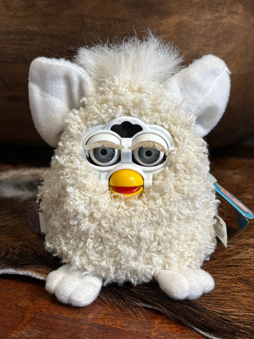 RARE NWT Vintage 1999 Furby Baby - White Cream Curly Sheep Lamb Fur WORKING